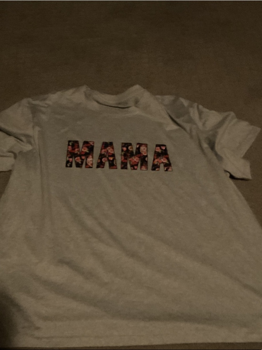 MAMA Floral Print T-Shirt - Light Gray